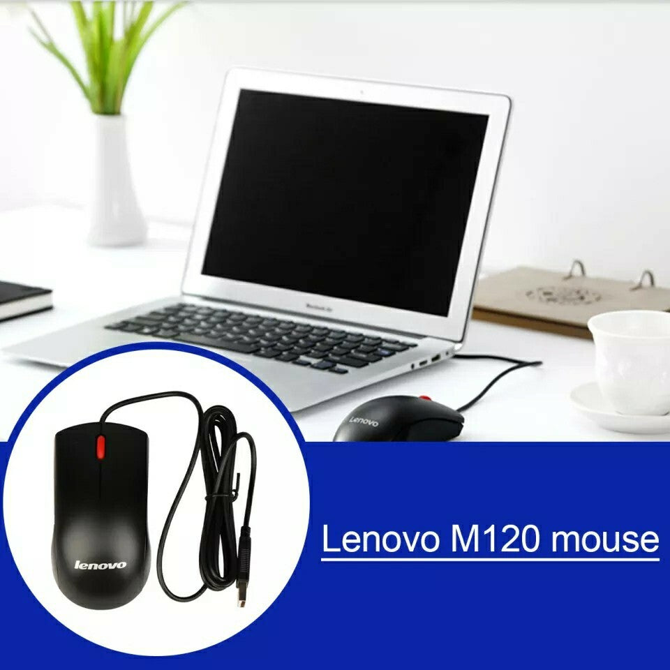 Lenovo M120 USB Wired Mouse 1000 DPI for PC and Mac