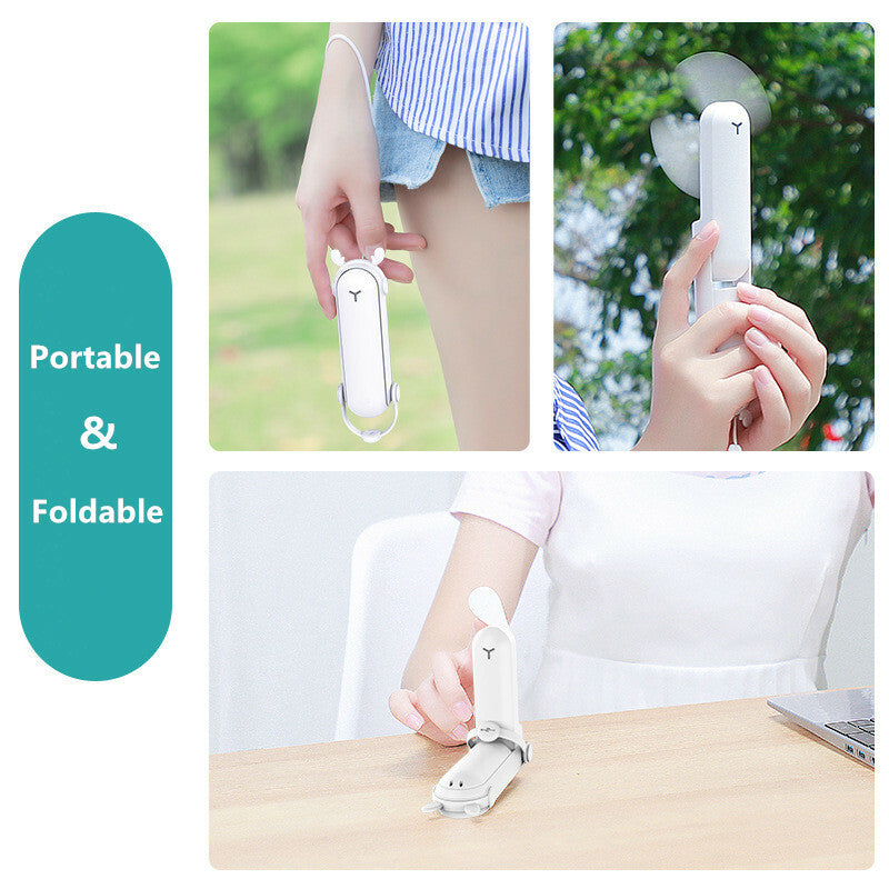 Zaytuna 3-in-1 USB Rechargeable Folding Fan, Light and Power Bank