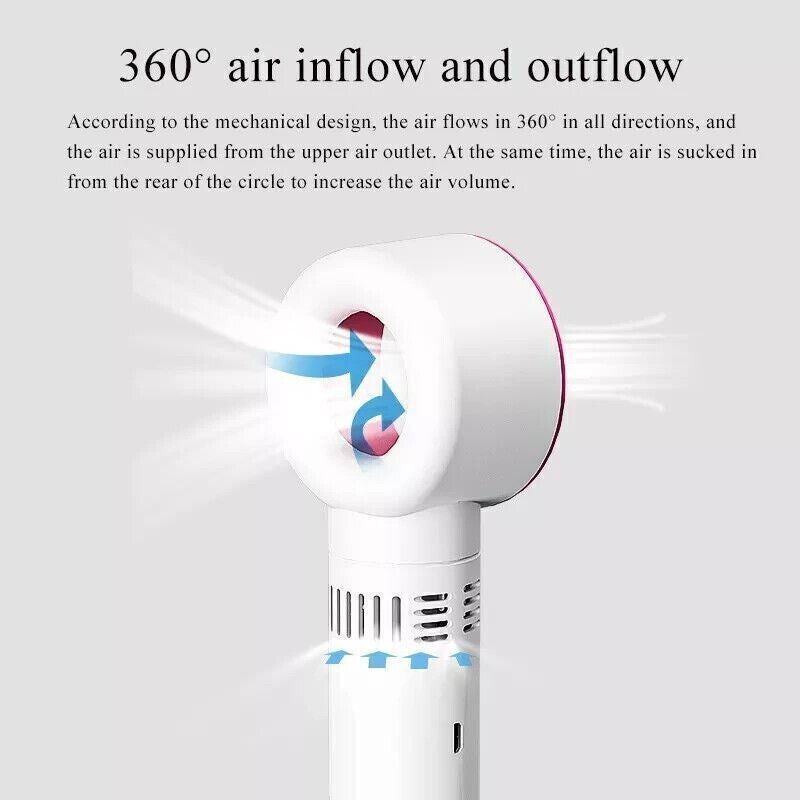 Zaytuna Folding Handheld Desk Fan, USB Rechargeable — Black/White
