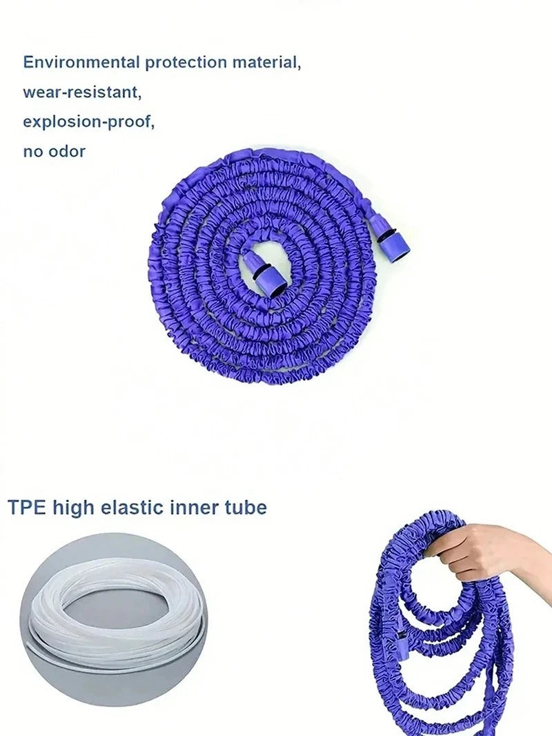 Expandable Anti-Kink Garden Hose with 7-Function Spray Gun