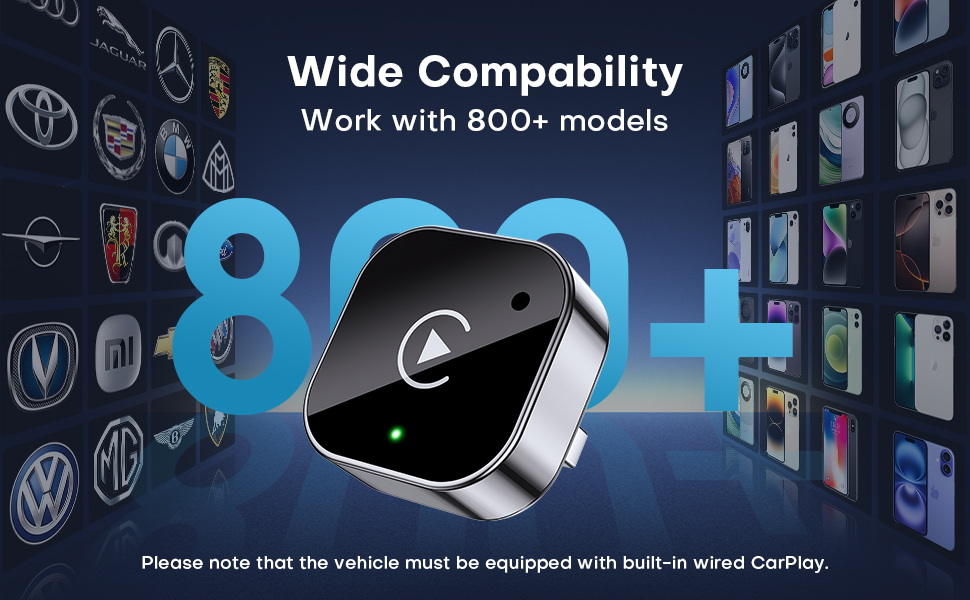 Spedal CA525-T2 Compact Plug-and-Play Wireless CarPlay and Android Auto Adapter