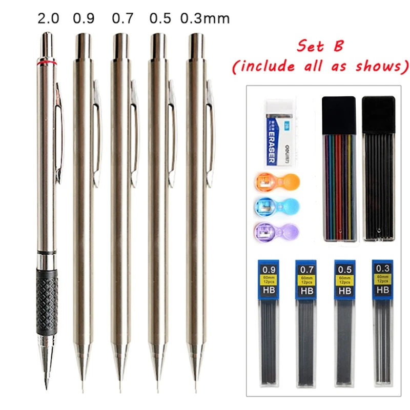 Mrooful Mechanical Pencil 0.3/0.5/0.7/0.9/1.3/2.0mm for Writing and Art