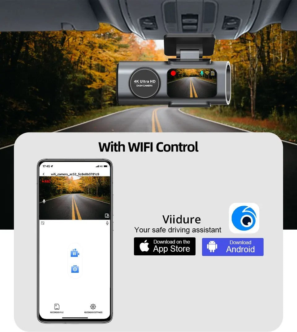 ZBS 4K UHD Wi-Fi GPS Dash Cam DVR with Night Vision