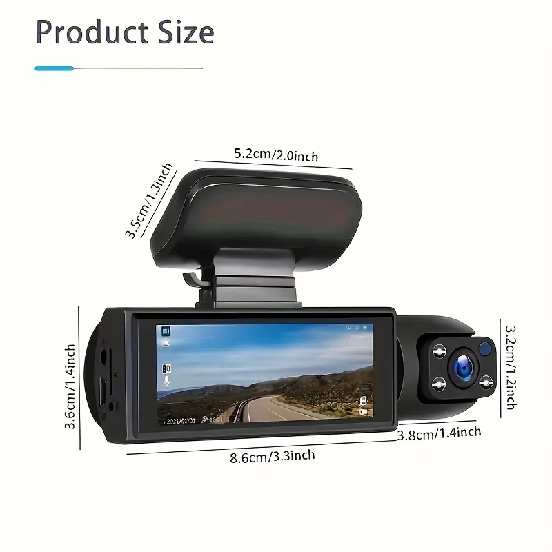 Gmaipop 1080p Dual-Lens Dash Cam DVR with G-Sensor and 64GB Card