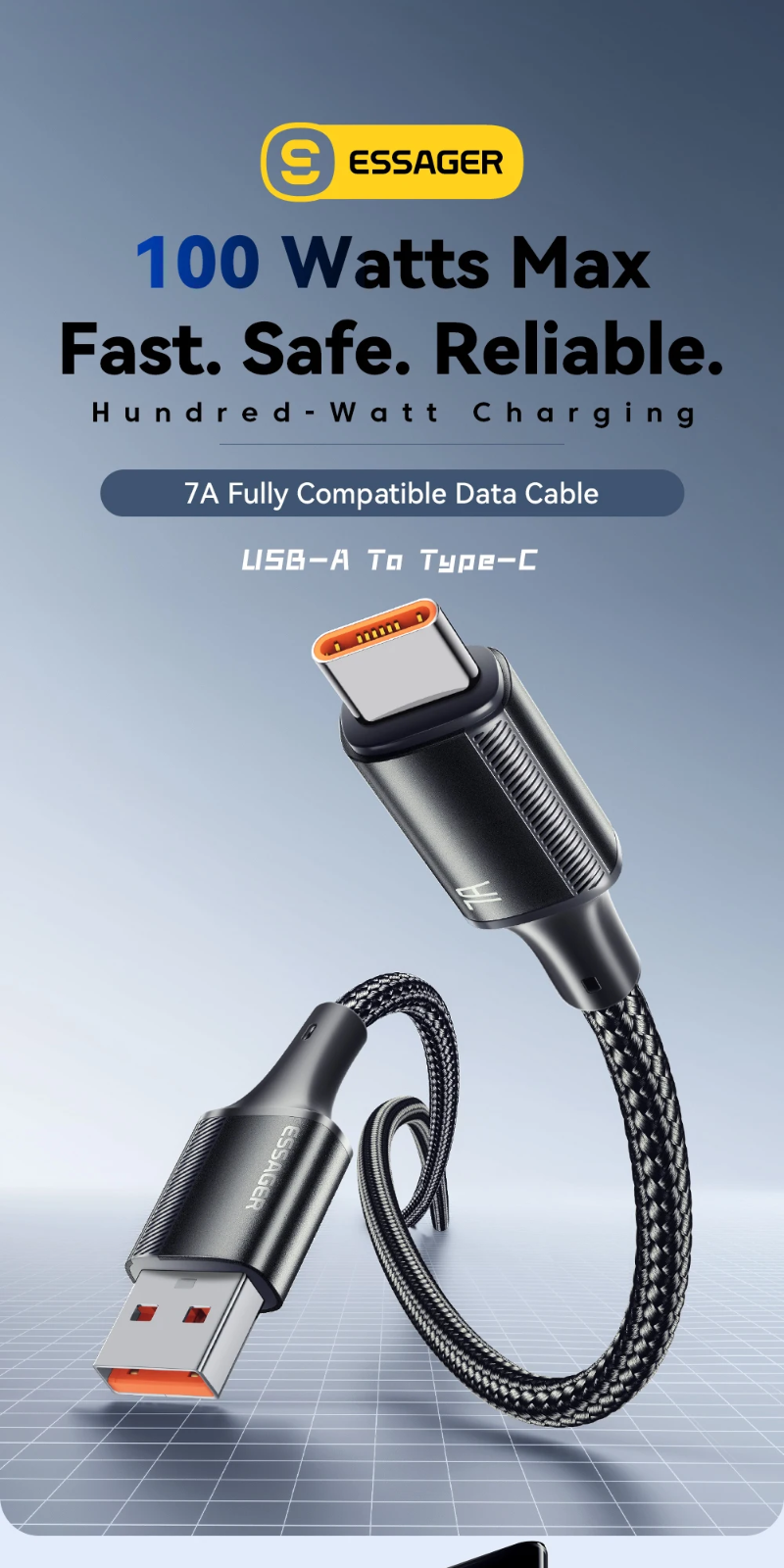 Essager USB-C 7A 100W Fast-Charging Cable for Realme/Huawei