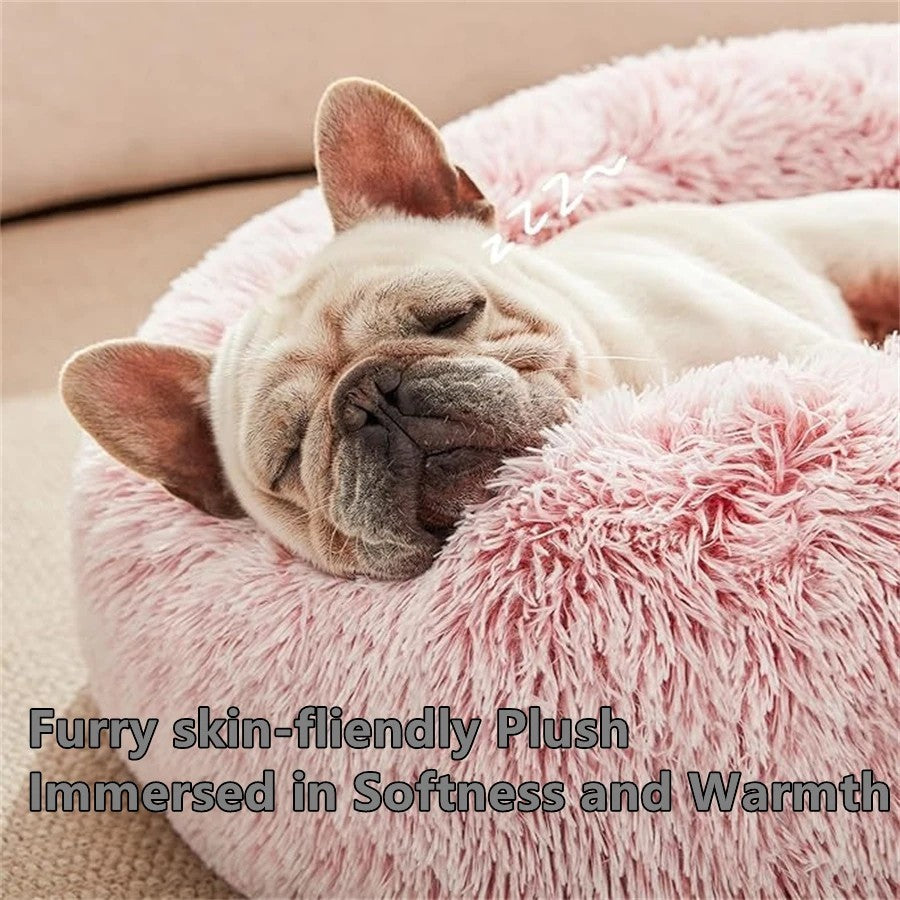Cardys XL Washable Calming Donut Plush Dog and Cat Bed