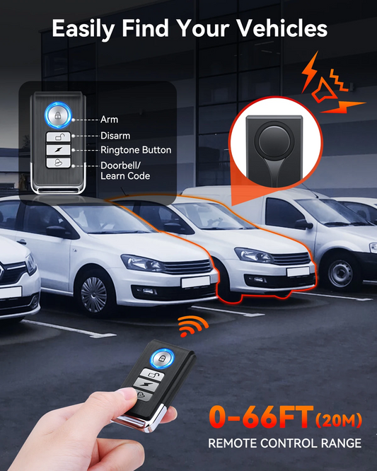 108dB Wireless LED Car Alarm with Vibration Sensor and Remote