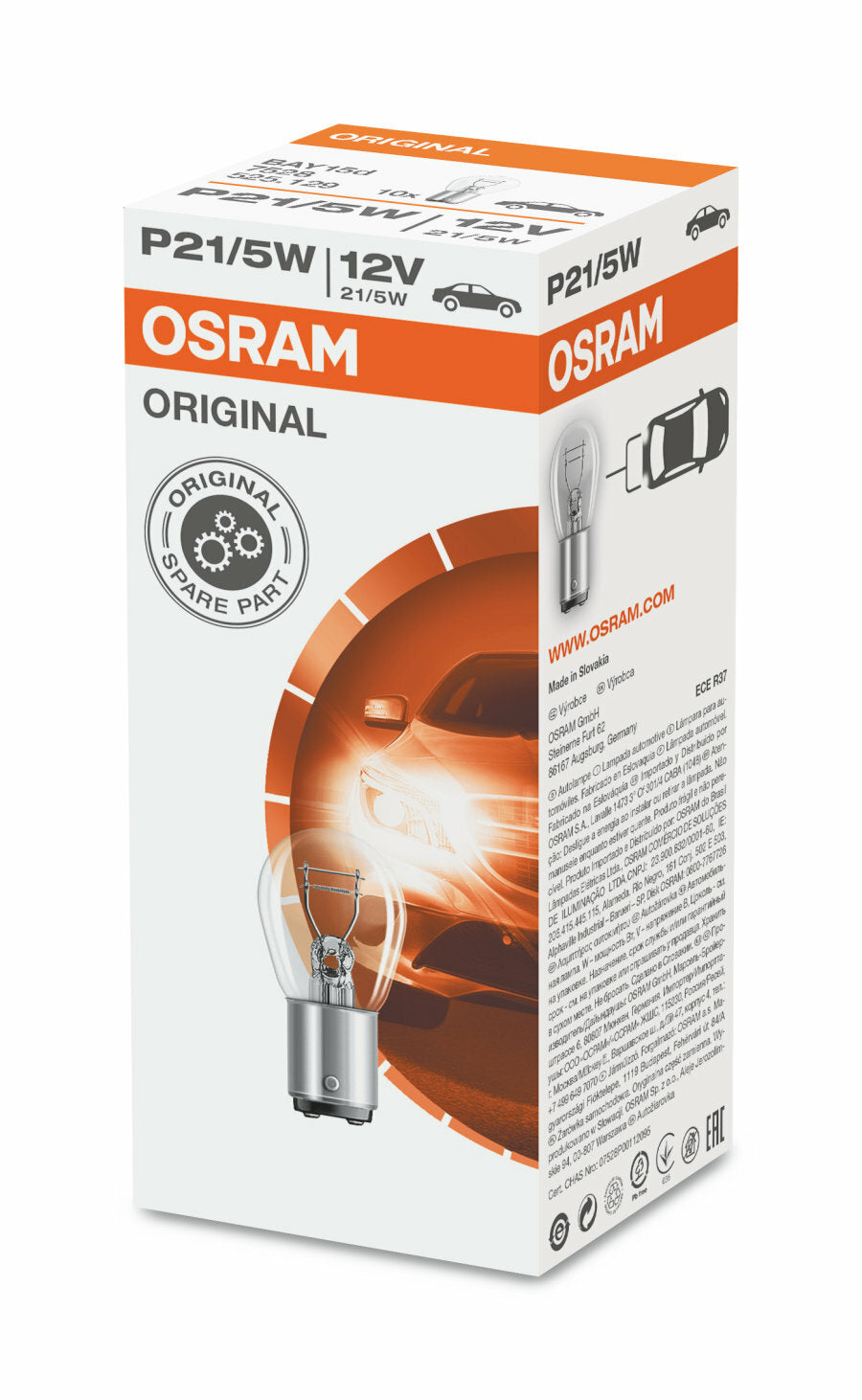 Osram 380 (7528) P21/5W Brake and Tail Bulbs 12V — 10 Pack
