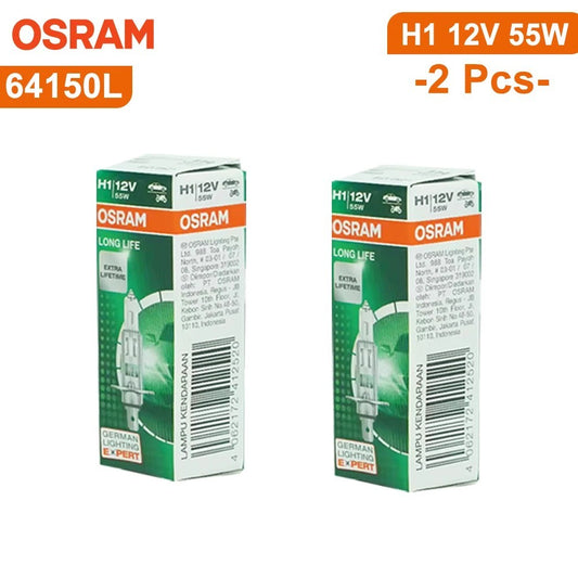 Osram H1 64150L Long-Life Headlight Bulbs 12V 55W — Twin Pack