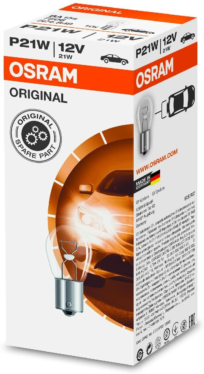 Osram P21W Car Brake, Tail and Indicator Bulbs 12V — 10 Pack