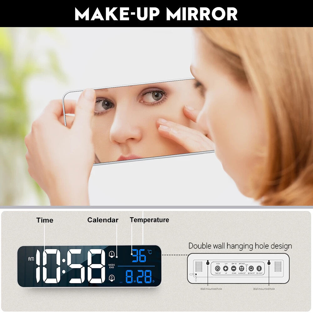 LED Digital Alarm Clock with Music, Date and Temperature — Desk/Wall Mount