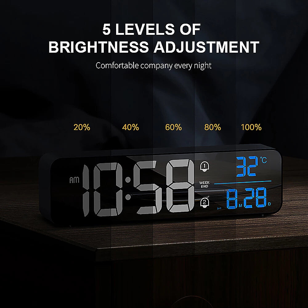 LED Digital Alarm Clock with Music, Date and Temperature — Desk/Wall Mount