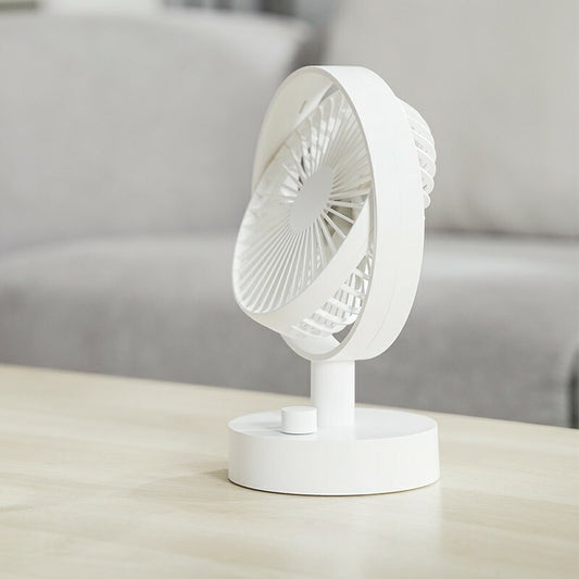 Zaytuna Portable Oscillating Desk Table Fan, USB Rechargeable — White