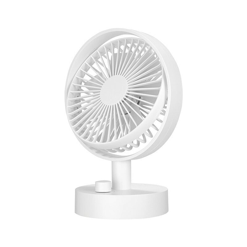 Zaytuna Portable Oscillating Desk Table Fan, USB Rechargeable — White