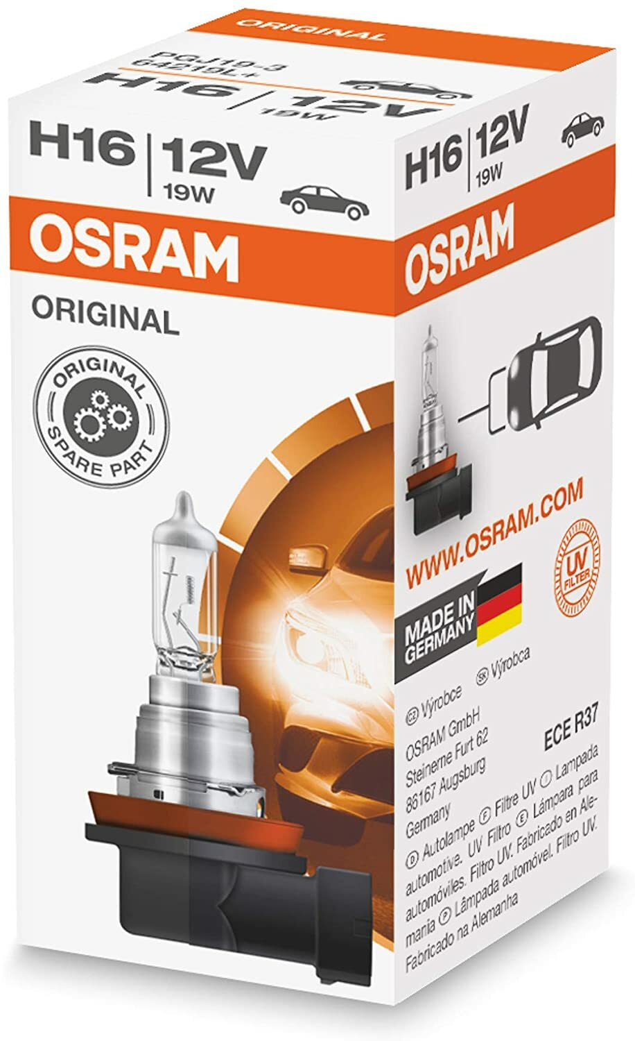 Osram H16 Original Halogen Fog Bulb 12V 19W 3200K 64219L+