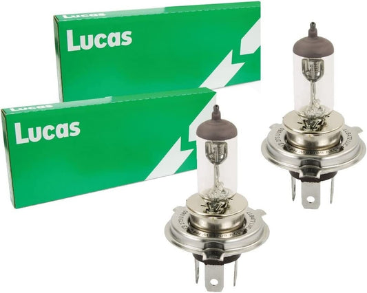 Lucas H4 LLB472 Halogen Headlight Bulbs 12V 60/55W — Twin Pack