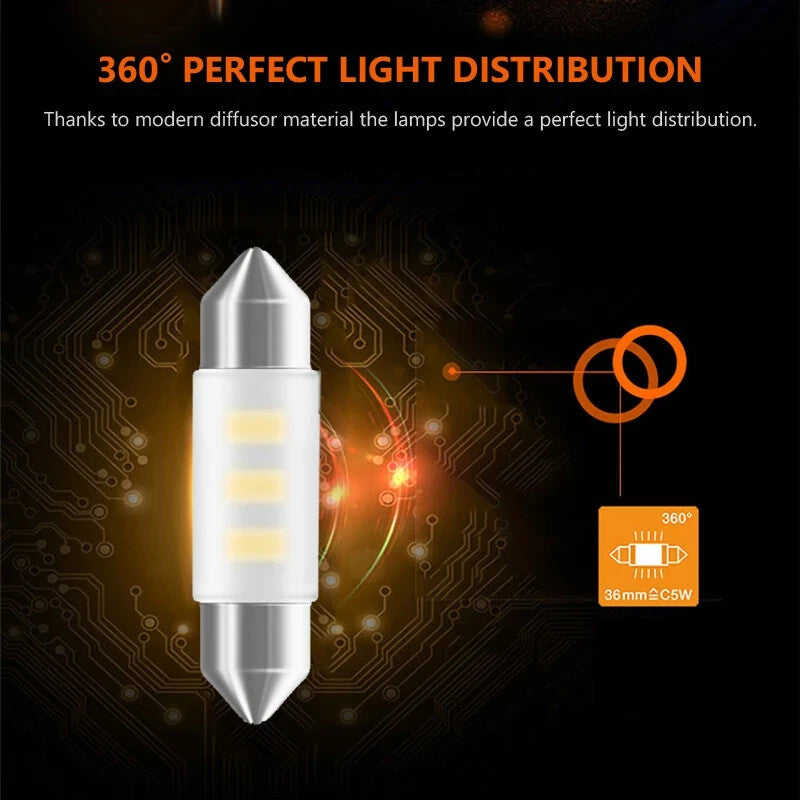 Osram 6436SW C5W 36mm Sky White LED Festoon Bulb 12V 0.5W 6700K SV8.5-8