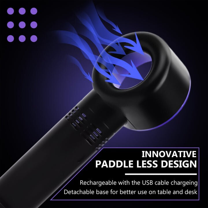 Zero9 Mini USB Rechargeable Handheld Desk Fan — Black