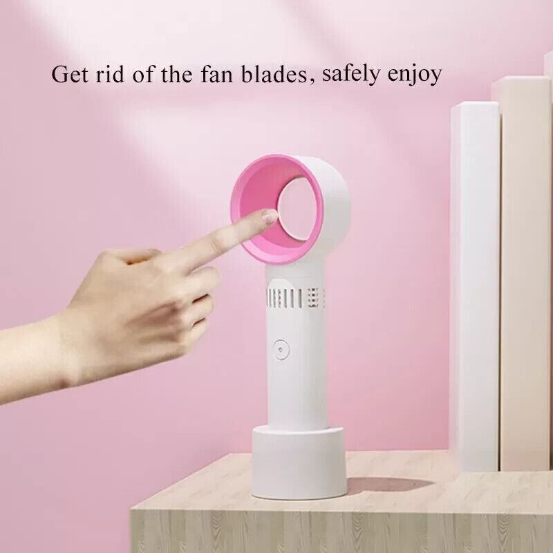 Zaytuna Folding Handheld Desk Fan, USB Rechargeable — Black/White