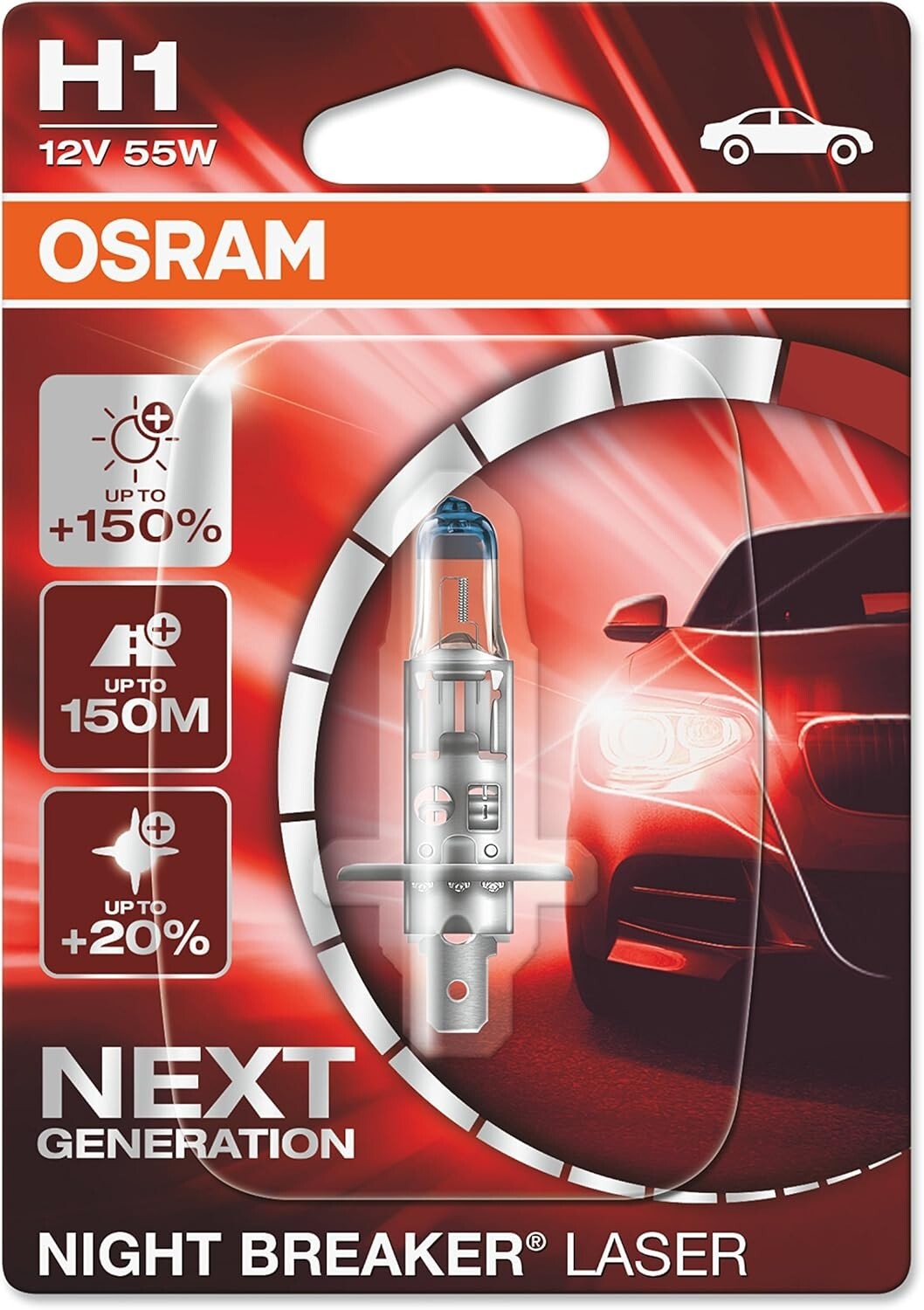 Osram H1 Night Breaker Laser +150% Headlight Bulbs — Twin Pack