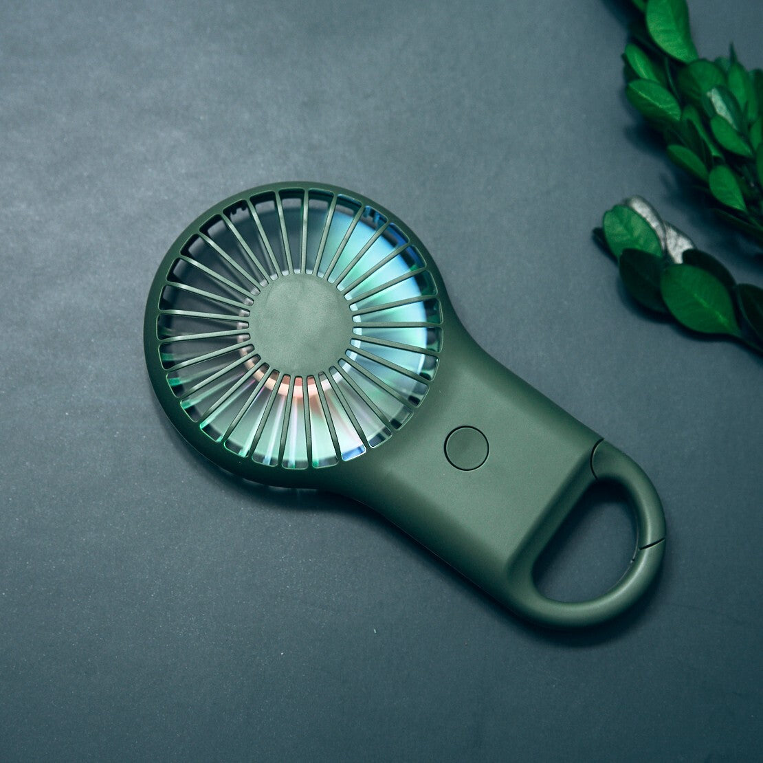 ZBS Mini USB Rechargeable Handheld LED Fan, 3 Speeds — Army Green