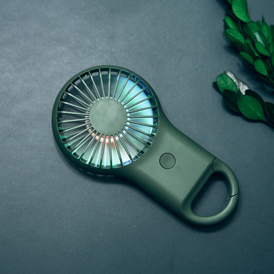ZBS Mini USB Rechargeable Handheld LED Fan, 3 Speeds — Army Green