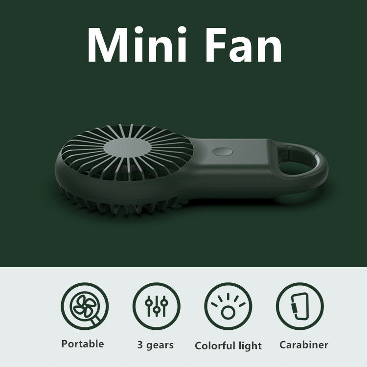 ZBS Mini USB Rechargeable Handheld LED Fan, 3 Speeds — Army Green