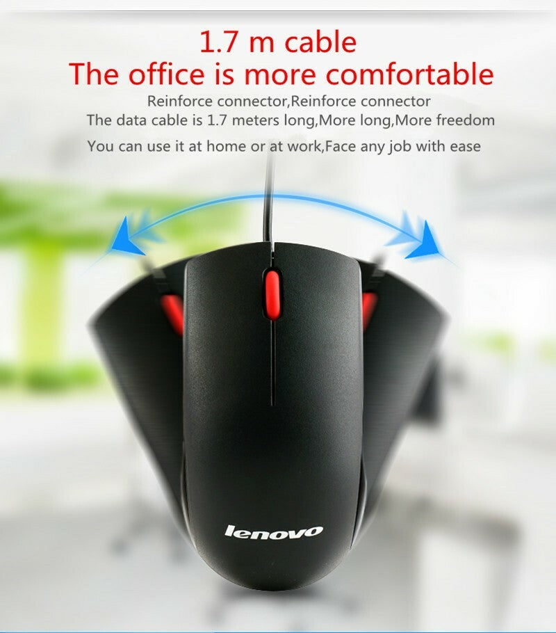 Lenovo USB Wired Mouse 1000 DPI for Gaming, Office, PC and Mac