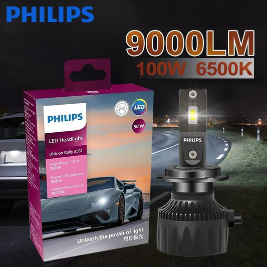Philips Ultinon Rally LED Bulbs H4/H7/H11/HB3/HB4 6500K 100W 9000LM