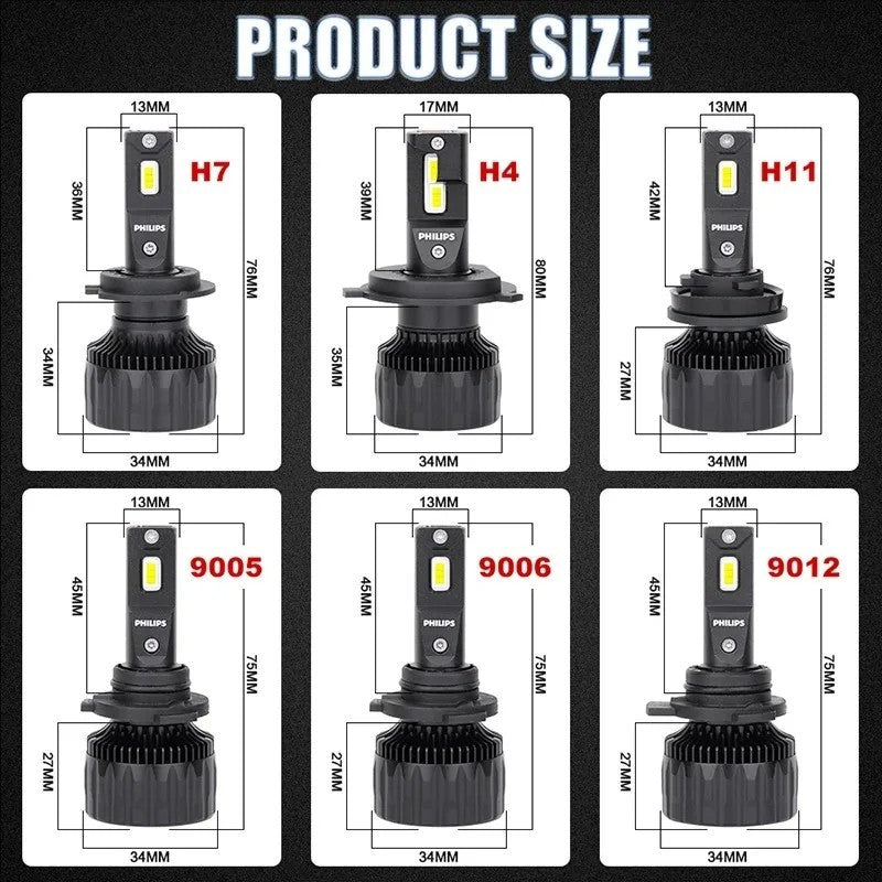 Philips Ultinon Rally LED Bulbs H4/H7/H11/HB3/HB4 6500K 100W 9000LM