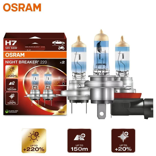 Osram Night Breaker 220 H4/H7/H11 Headlight Bulbs 12V +220%