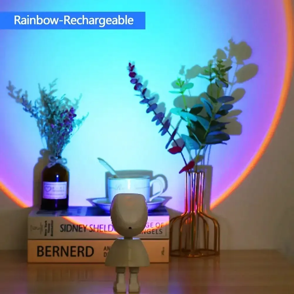 Astronaut 360° Rotating Sunset and Rainbow Projector Night Light, 7 Colours