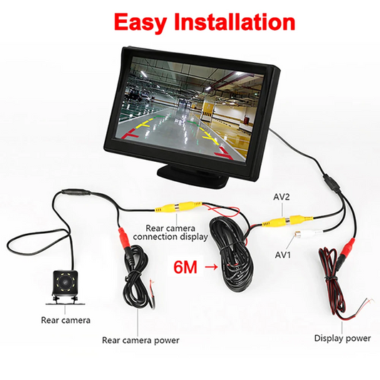 5-Inch HD Rear-View Monitor and Waterproof Reversing Camera Kit with Night Vision