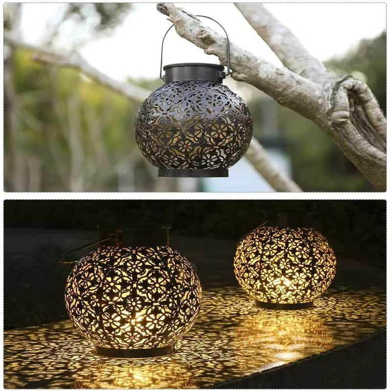Waterproof Solar Metal Hanging Lantern with Garden Projection