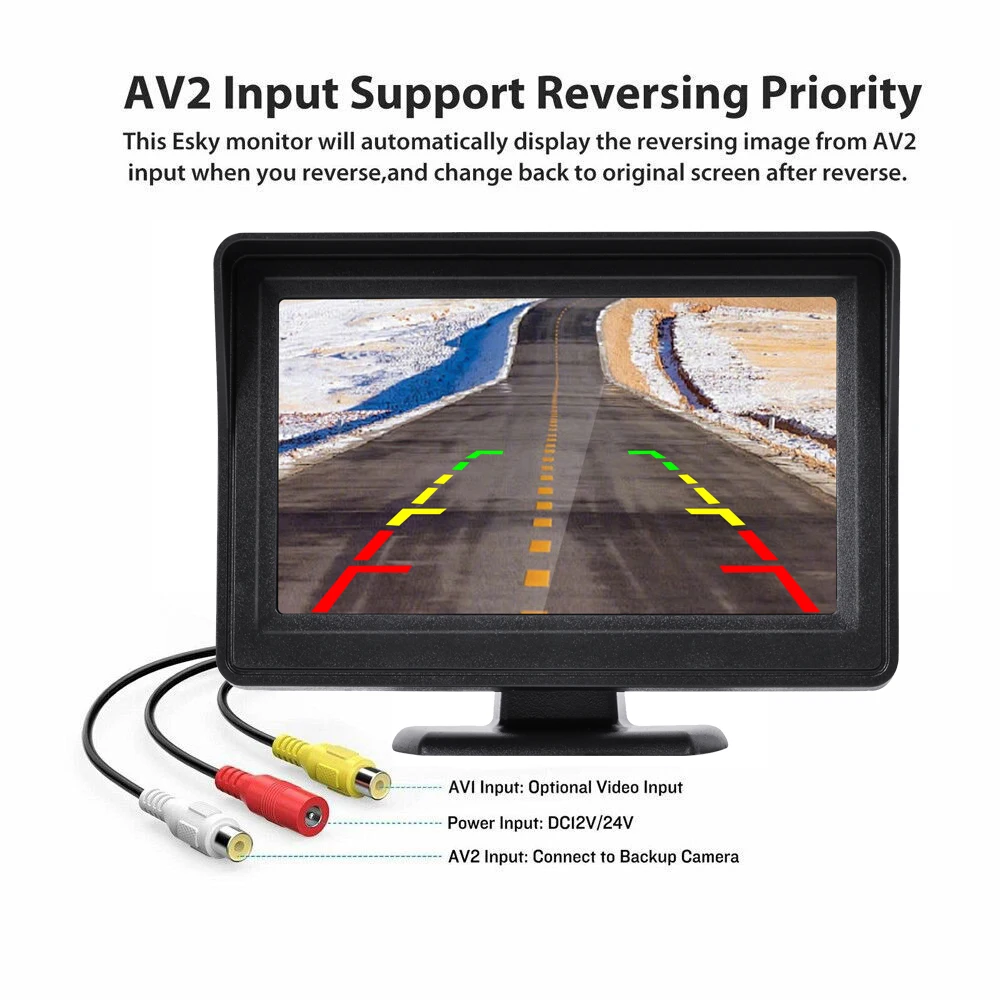 5-Inch HD Rear-View Monitor and Waterproof Reversing Camera Kit with Night Vision