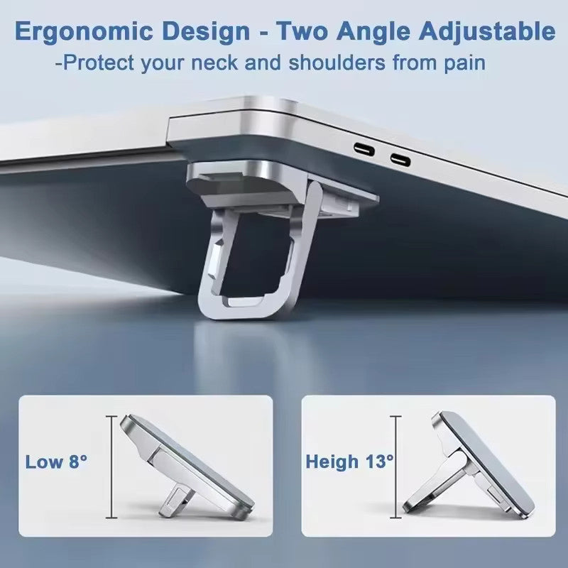 Adjustable Foldable Invisible Mini Laptop and Keyboard Risers — Twin Pack