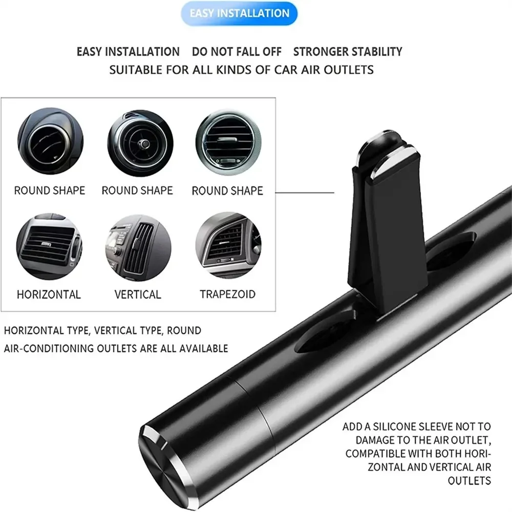 ZBS Car Air Vent Perfume Diffuser with 5 Fragrance Sticks — Black