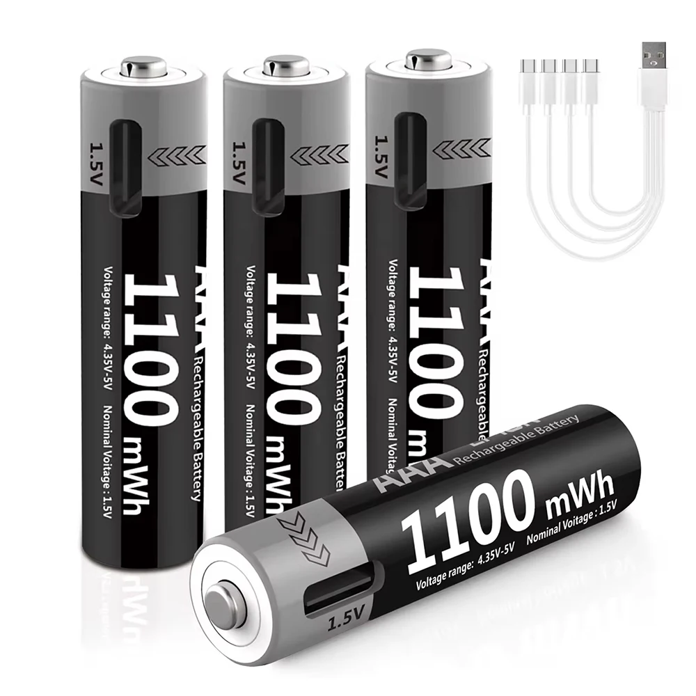 Kuugro USB Rechargeable AA/AAA Li-Ion Batteries — 1.5V AA 3400mWh