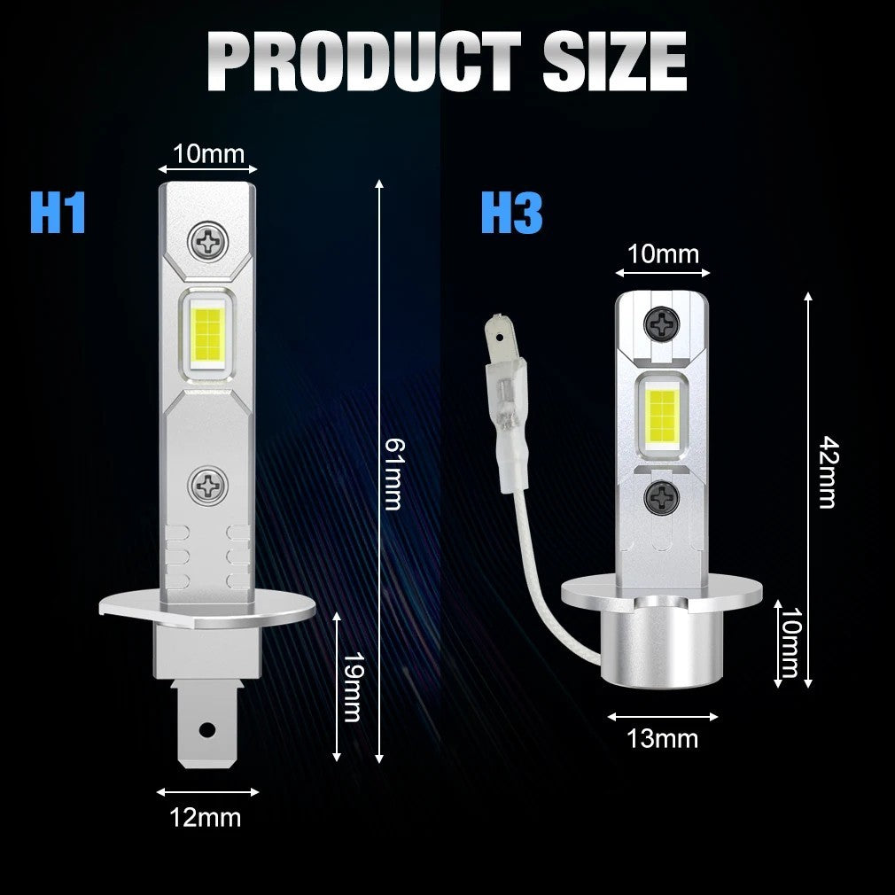 ZBS H1/H3 White LED Headlight Bulbs 6000K CANbus High/Low Beam