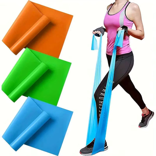 Yoga Stretch Strap and Resistance Bands for Pilates — 3 Piece Set