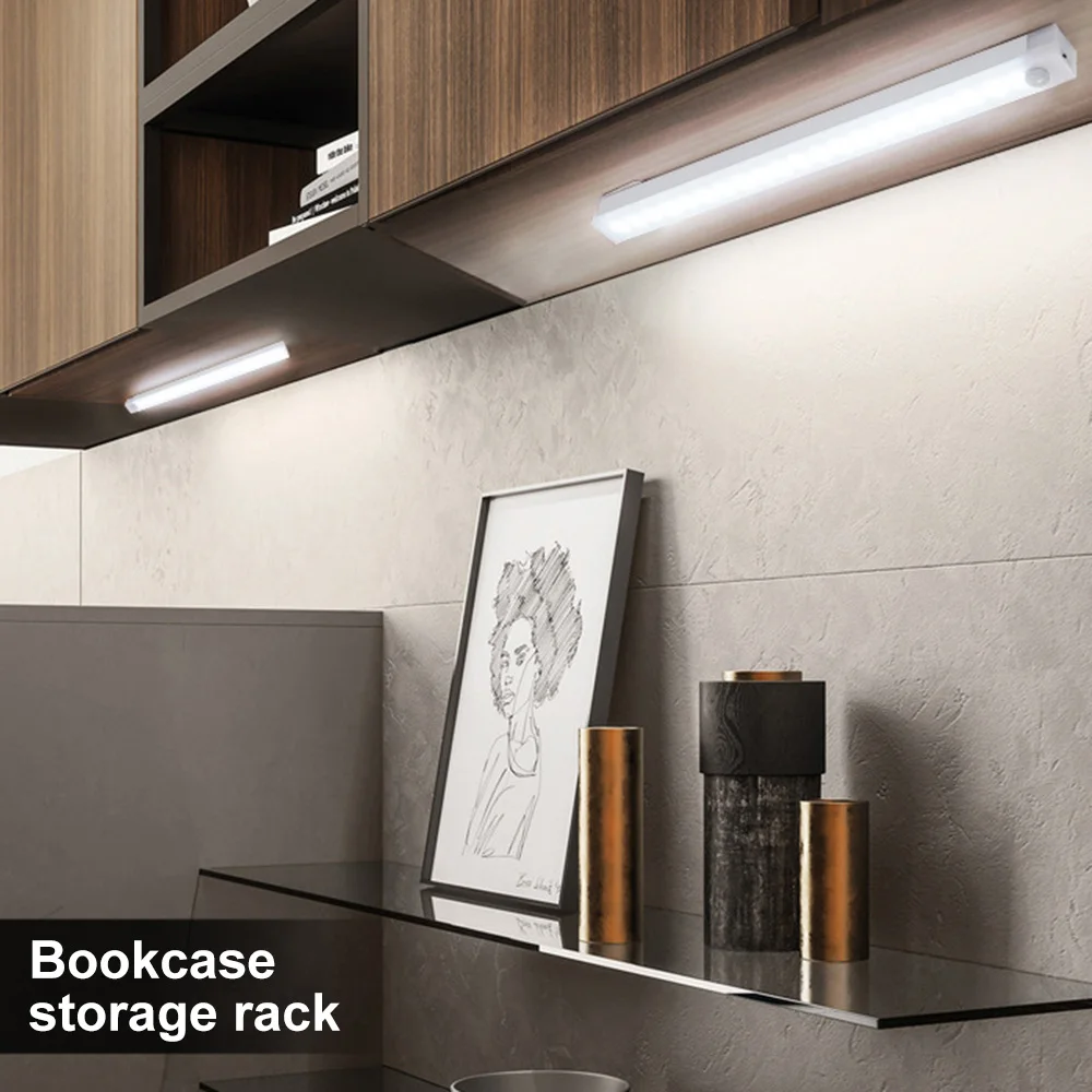 USB Rechargeable Magnetic PIR Motion Sensor LED Strip Light for Cabinets