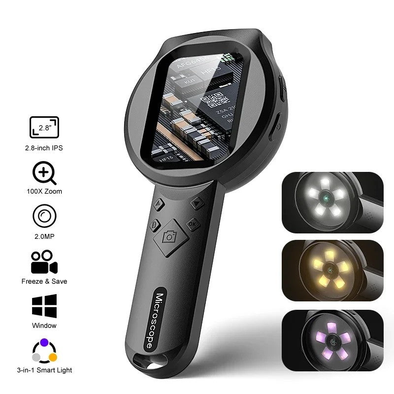 Portable 100x HD IPS Digital Handheld Microscope and Magnifier