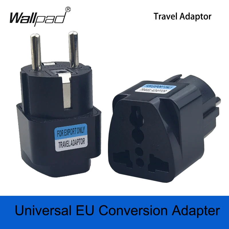 Black Universal EU Plug Adapter for AU/UK/US/KR/RU/FR