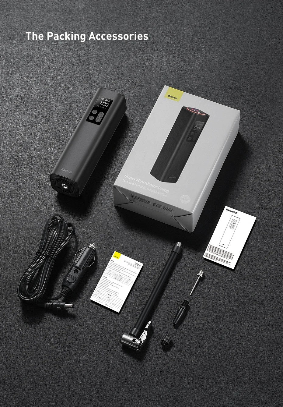Baseus 12V 150 PSI Mini Smart Digital Tyre Inflator for Car/Bicycle
