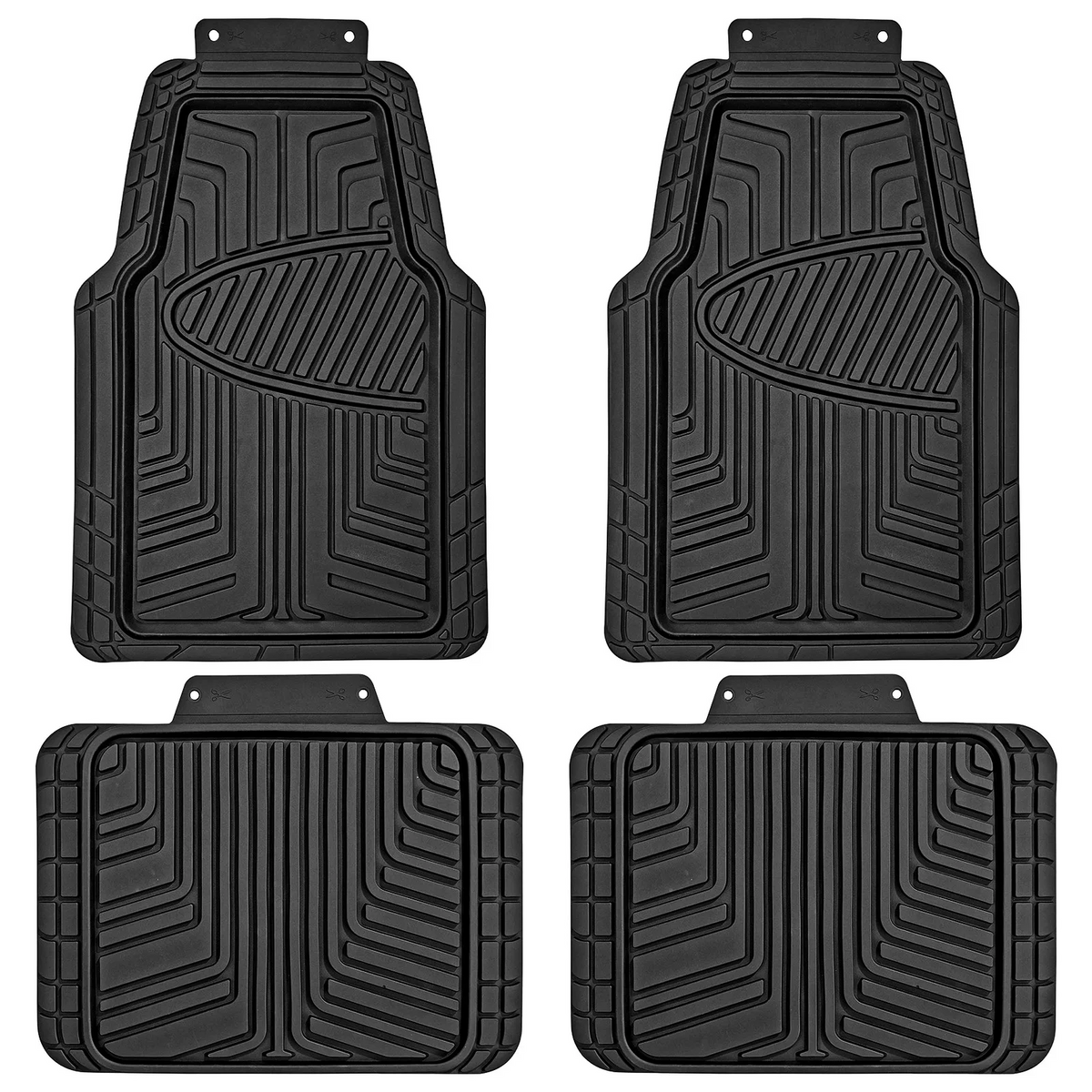 Heavy-Duty Non-Slip Universal Rubber Car Mats, Cut-to-Fit — Set of 4