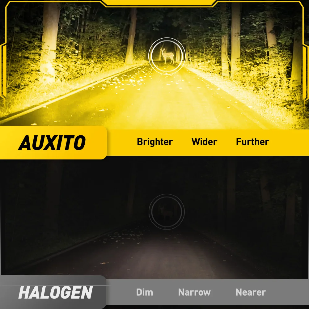 Auxito H11/H8 Golden Yellow LED Fog Light Bulbs 3000K 4000LM — Twin Pack