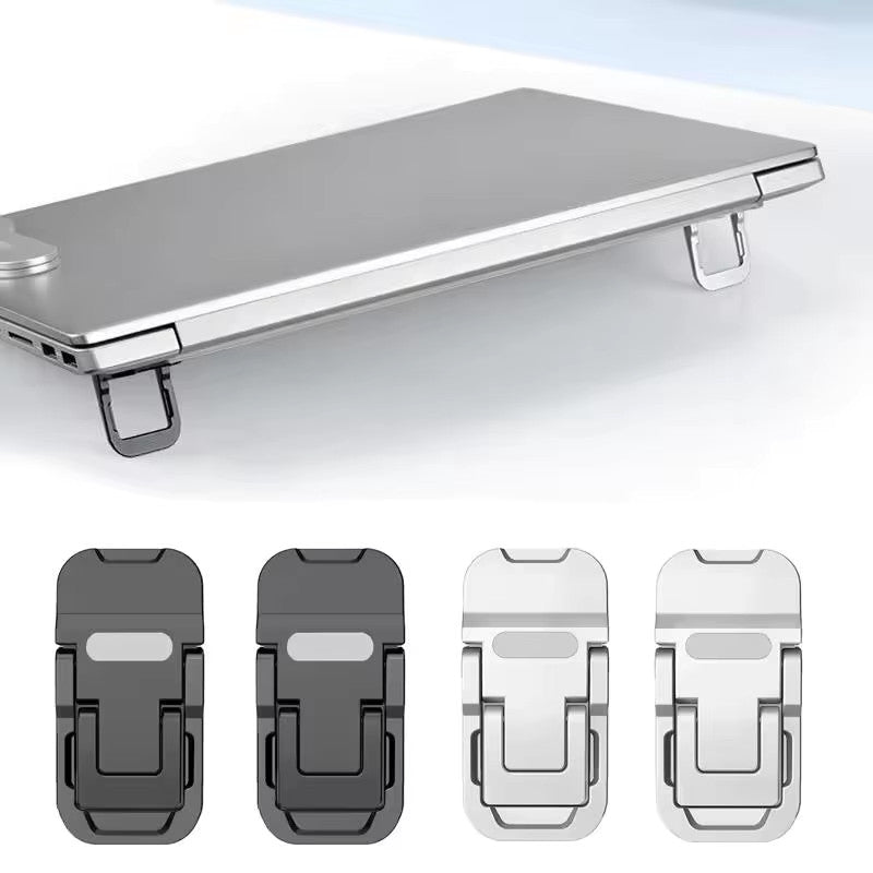 Adjustable Foldable Invisible Mini Laptop and Keyboard Risers — Twin Pack