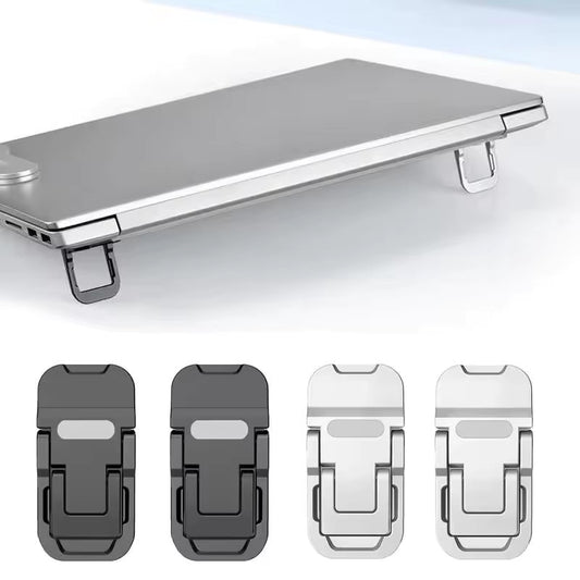 Adjustable Foldable Invisible Mini Laptop and Keyboard Risers — Twin Pack