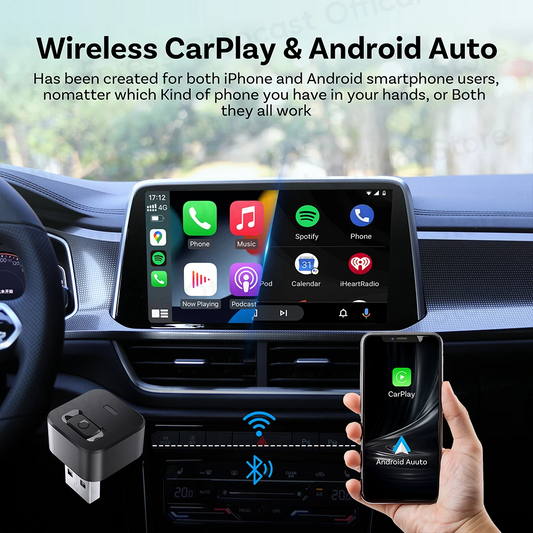 Ottocast CA525T Mini Wireless CarPlay and Android Auto Adapter with One-Click Button