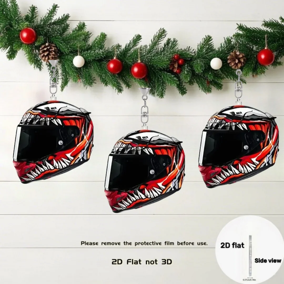 Vintage Motorcycle Helmet 2D Acrylic Keyring Pendant
